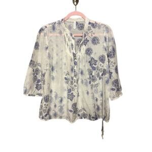 Marks & Spencer Sheer Blouse Women's Size 16 Paisley Western Tie-up V-Neck